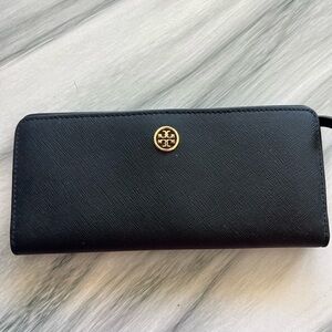 Tory Burch Black Wallet with Gold Logo